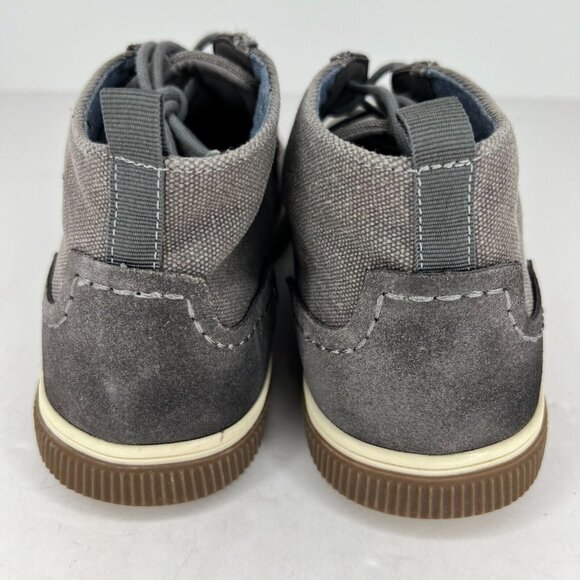 Steve Madden Mens P-Bardos Gray Leather Canvas LaceUp Size 8.5 Chukka Ankle Boot
